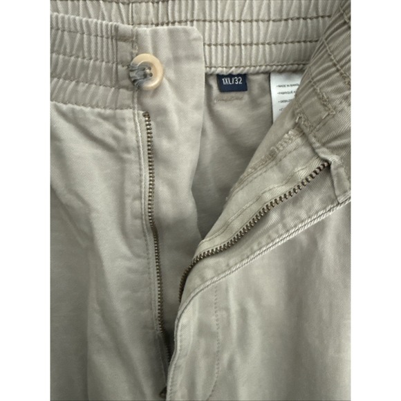 Harbor Bay Cargo Pants Mens 1X/32 Khaki Continuous Comfort Waistband Small Stain - Picture 7 of 14